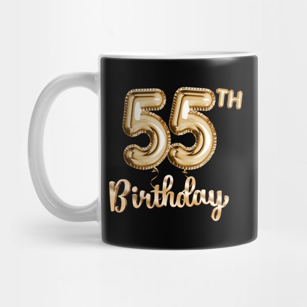 55th Birthday Gifts - Party Balloons Gold by BetterManufaktur